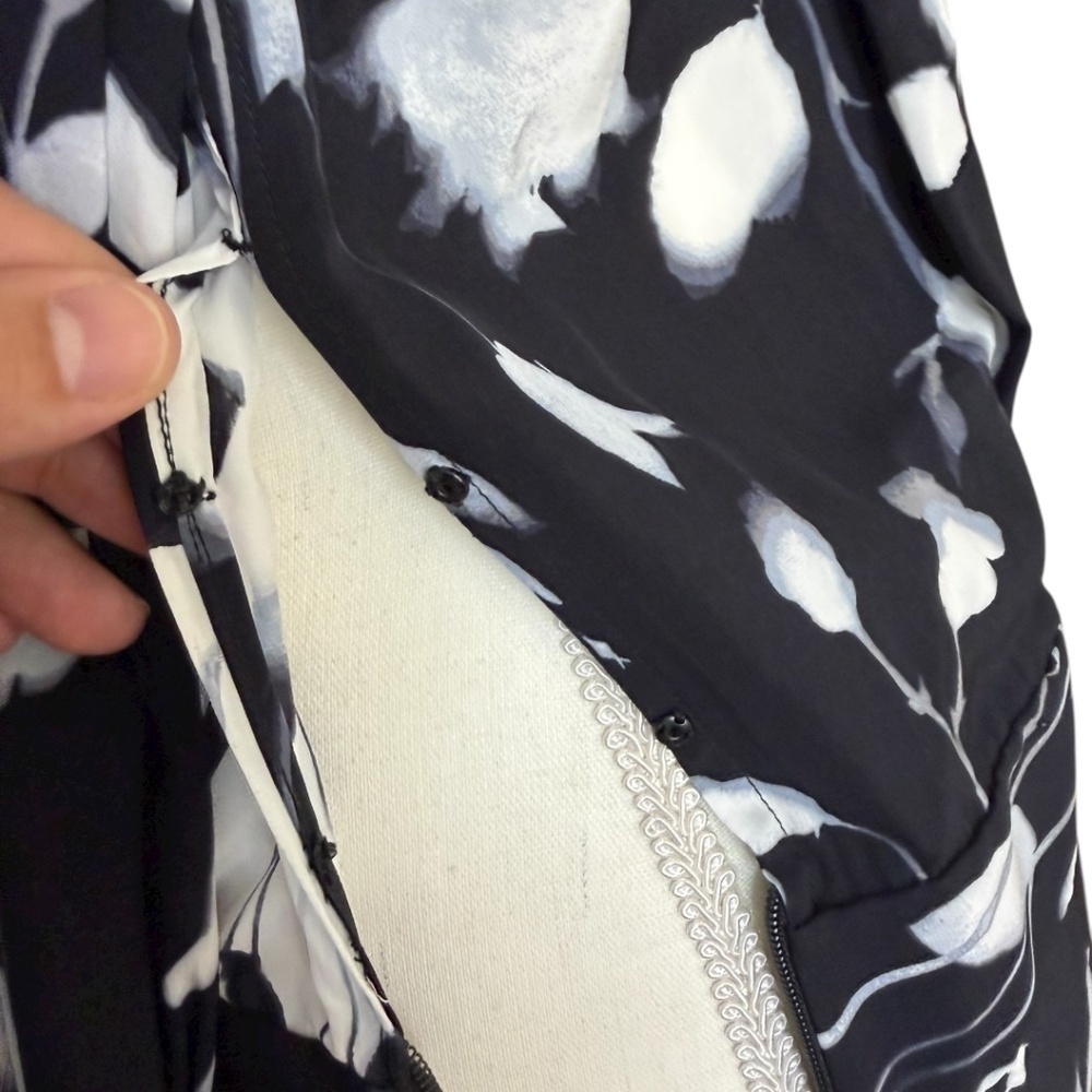 Equipment Neema Silk Feel Wrap Midi Dress Black White Floral Size 8 - Picture 7 of 15